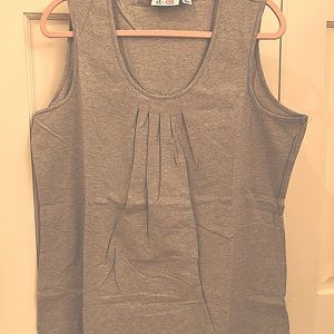 Denim & Company -New-XL-Heather Grey-styled with Gathered Front